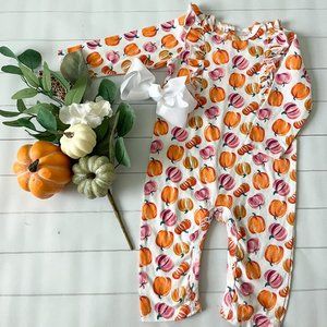 Chickpea Orange and Pink Fall Pumpkin Jumpsuit